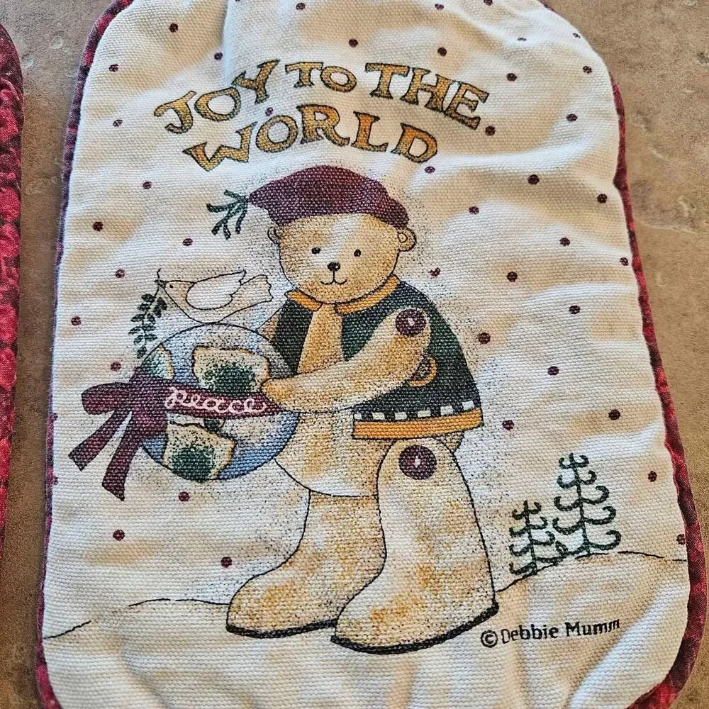 Debbie Mumm Joy to the World Christmas Hot Pad Holders Set of 2